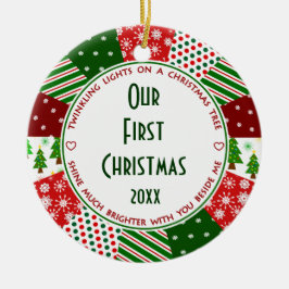 Adorno De Cerámica Nuestro 1r primer navidad casado