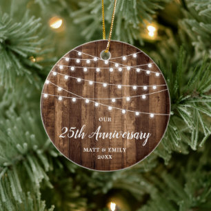 Adorno De Cerámica Nuestro 25° Aniversario Personalizó el Hogar Rústi