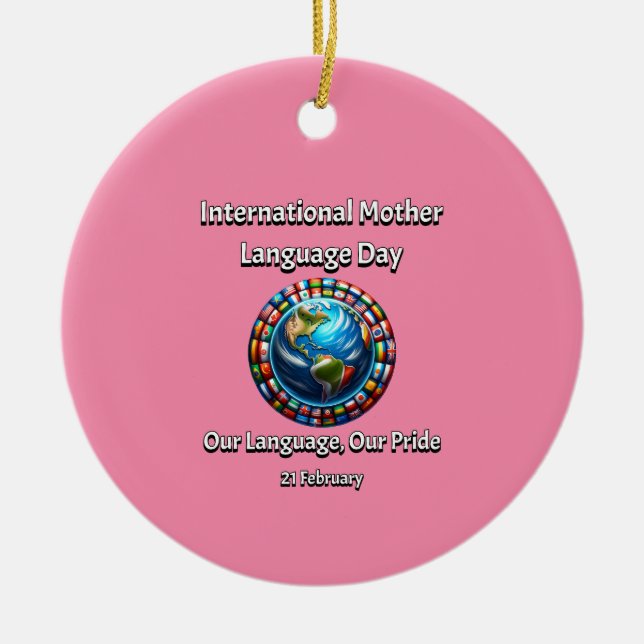 Adorno De Cerámica Nuestro Idioma, Nuestro Orgullo. Día de la Lengua  (Frente)