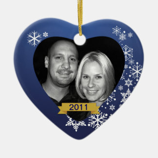 Adorno De Cerámica Nuestro personalizado azul del copo de nieve del