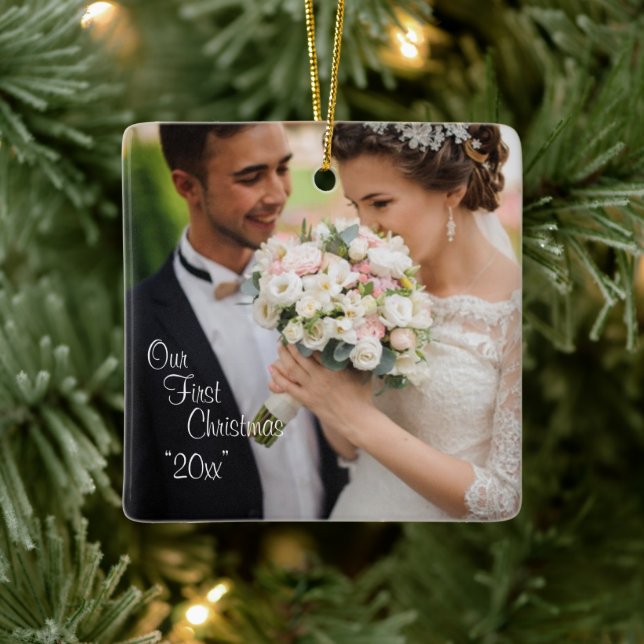 Adorno De Cerámica Nuestro primer año fotográfico navideño personaliz (Árbol)