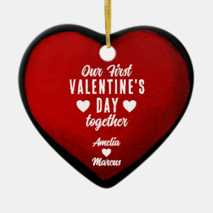 Adorno De Cerámica Nuestro primer El día de San Valentín juntos: Pare