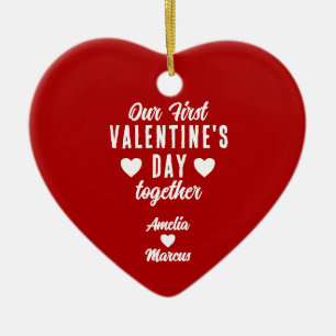 Adorno De Cerámica Nuestro primer El día de San Valentín juntos Parej