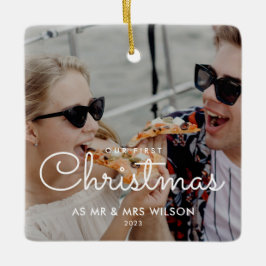Adorno De Cerámica Nuestro primer fotográfico de pareja en Navidad en