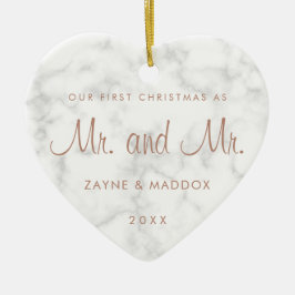 Adorno De Cerámica Nuestro primer gay de oro en mármol de Navidad