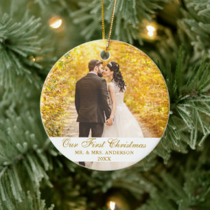 Adorno De Cerámica Nuestro primer guión de Boda de Navidad