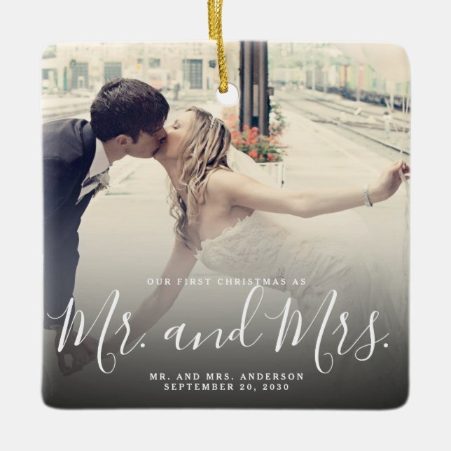 Adorno De Cerámica Nuestro primer guión elegante de fotografía casada (Anverso)