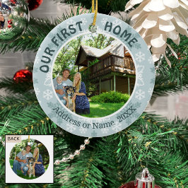 Adorno De Cerámica Nuestro primer hogar, Verde azulados y blancos cop