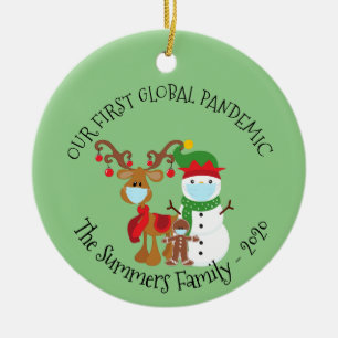 Adorno De Cerámica Nuestro primer muñeco de nieve personalizado de pa