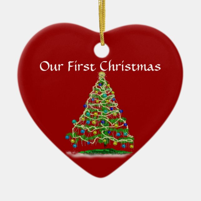 Adorno De Cerámica Nuestro primer navidad - árbol de navidad (Frente)