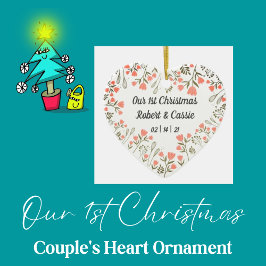 Adorno De Cerámica Nuestro primer Navidad Boda personalizado