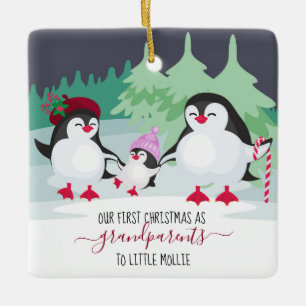Adorno De Cerámica Nuestro Primer Navidad como Abuelos Pingüinos Lind