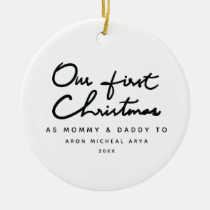 Adorno De Cerámica Nuestro primer navidad como la momia y papá
