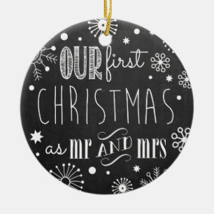 Adorno De Cerámica Nuestro primer navidad como Sr. y señora Ornament