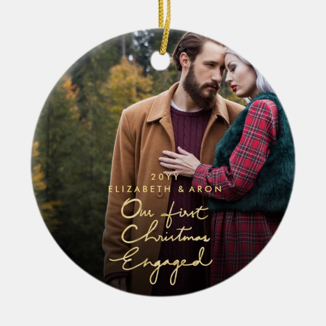 Adorno De Cerámica Nuestro primer navidad dedicó la foto del (Frente)