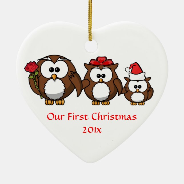 Adorno De Cerámica Nuestro primer navidad del personalizado del bebé (Atrás)