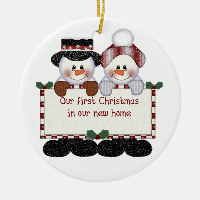 Adorno De Cerámica Nuestro primer navidad en nuestro nuevo hogar (Frente)
