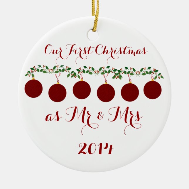 Adorno De Cerámica Nuestro primer navidad junto (Frente)