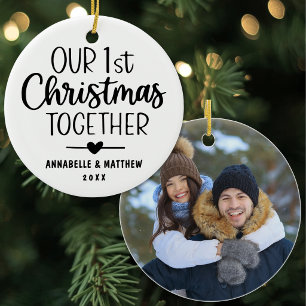 Adorno De Cerámica Nuestro Primer Navidad Juntos Foto Personalizada