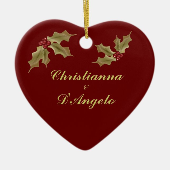 Adorno De Cerámica "Nuestro primer navidad/marido y esposa " (Frente)