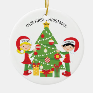 Adorno De Cerámica Nuestro primer navidad personalizó navidad
