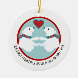 Adorno De Cerámica Nuestro primer oso polar navideño personalizado