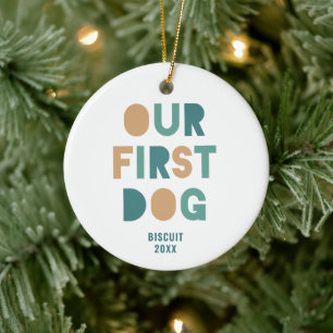 Adorno De Cerámica Nuestro primer perro nuevo Mascota personalizado t