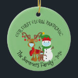 Adorno De Cerámica Nuestro primer Personalizado de la pandemia mundia<br><div class="desc">Este diseño fue creado a través del arte digital, se puede personalizar en el área que se proporciona o personalizar cambiando la foto o añadiendo tus propias palabras. Contáctame en colorflowcreations@gmail.com si quieres tener este diseño en otro producto o quieres un diseño personalizado. Compra mi pintura de acrílico abstracta original...</div>