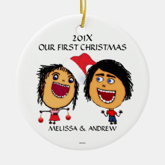 Adorno De Cerámica Nuestro primer Personalizado de Navidad