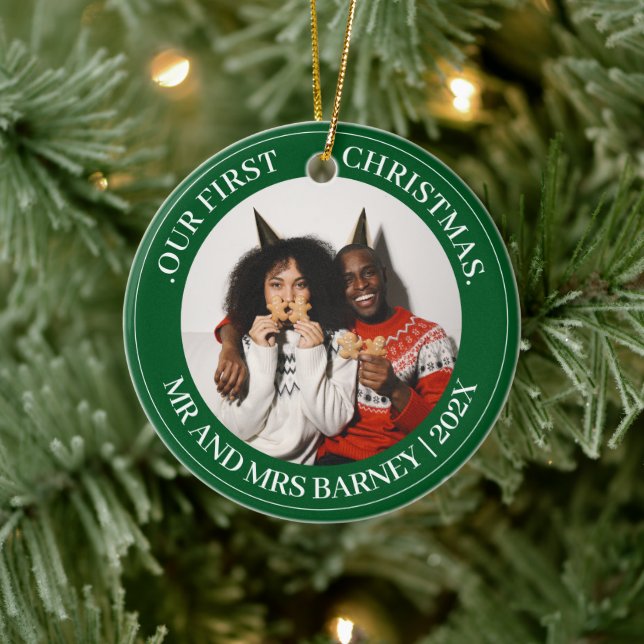 Adorno De Cerámica Nuestro primer Sr. de Navidad y la Sra. newlywoed  (Árbol)