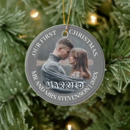 Adorno De Cerámica Nuestro primer Sr. de Navidad y la Sra. newlywoed 