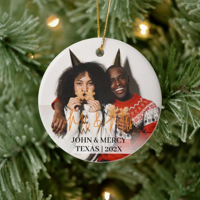 Adorno De Cerámica Nuestro primer Sr. de Navidad y la Sra. newlywoed  (Árbol)