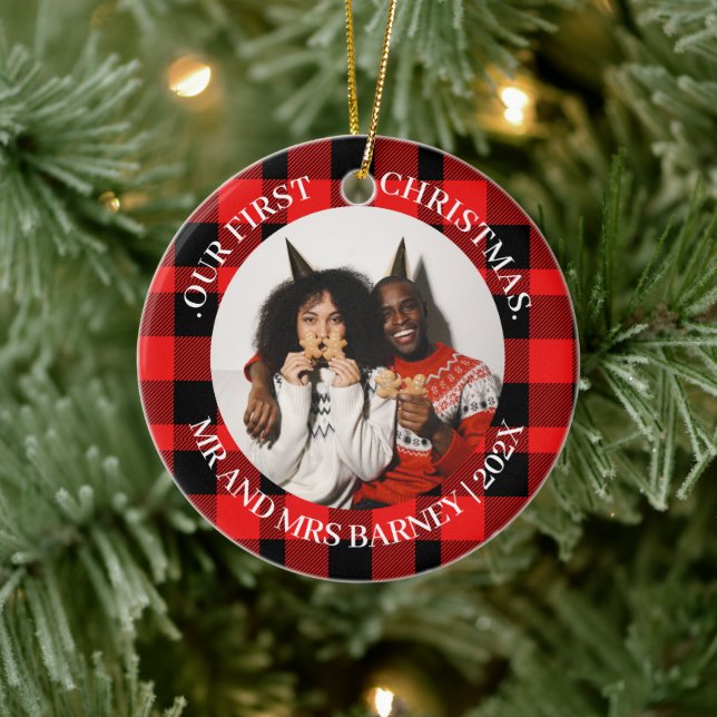 Adorno De Cerámica Nuestro primer Sr. de Navidad y la Sra. newlywoed  (Árbol)