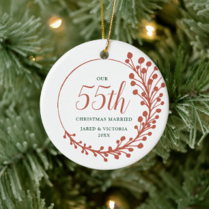 Adorno De Cerámica Nuestros 55 Navidades se casaron con parejas perso