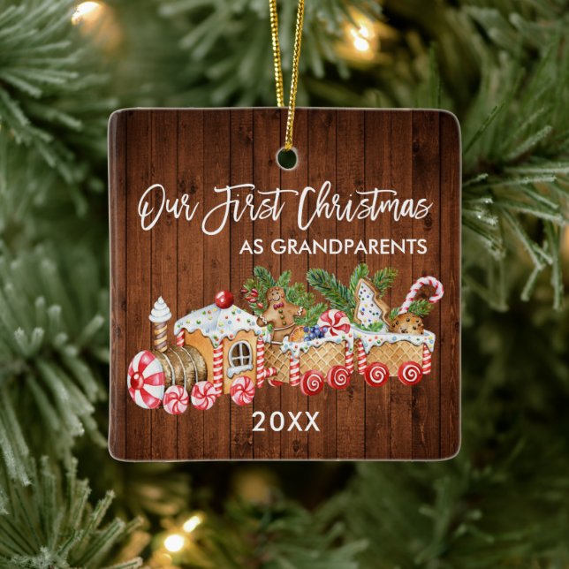 Adorno De Cerámica Nuestros primeros abuelos de Navidad Gingerbread T (Árbol)