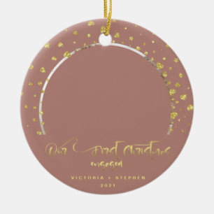 Adorno De Cerámica Nuestros primeros corazones de oro fotográfico com