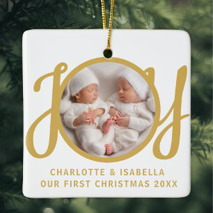 Adorno De Cerámica Nuestros primeros gemelos de Navidad foto Keepsake