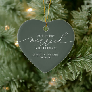 Adorno De Cerámica Nuestros primeros Navidades casados recién casados