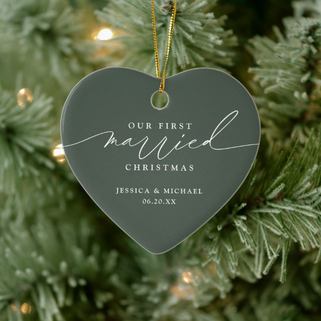 Adorno De Cerámica Nuestros primeros Navidades casados recién casados (Árbol)