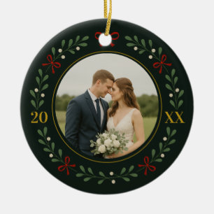 Adorno De Cerámica Nuestros primeros Navidades casados - Wreath Everg