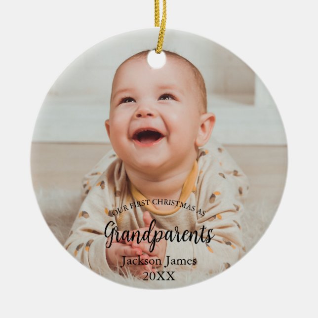 Adorno De Cerámica Nuestros primeros Navidades como abuelos foto del  (Frente)