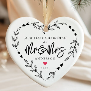 Adorno De Cerámica Nuestros Primeros Navidades Como Sr. y Sra. Cerami