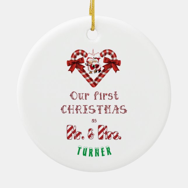 Adorno De Cerámica Nuestros primeros Navidades como Sr. y Sra. Santa  (Atrás)