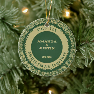 Adorno De Cerámica Nuestros primeros Navidades juntos Campaña de Oro