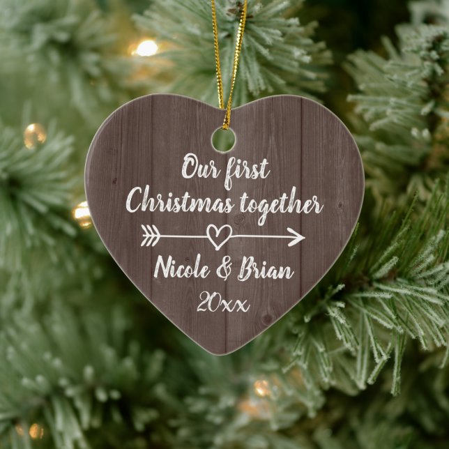 Adorno De Cerámica Nuestros primeros Navidades juntos de madera marró (Árbol)