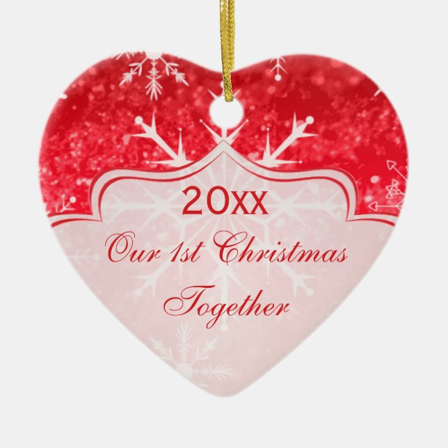 Adorno De Cerámica Nuestros primeros Navidades Keepsake Ornament (Frente)