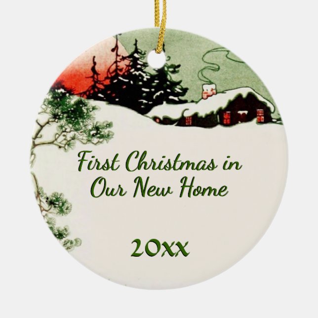 Adorno De Cerámica Nueva cabina del navidad del país del hogar el | (Frente)
