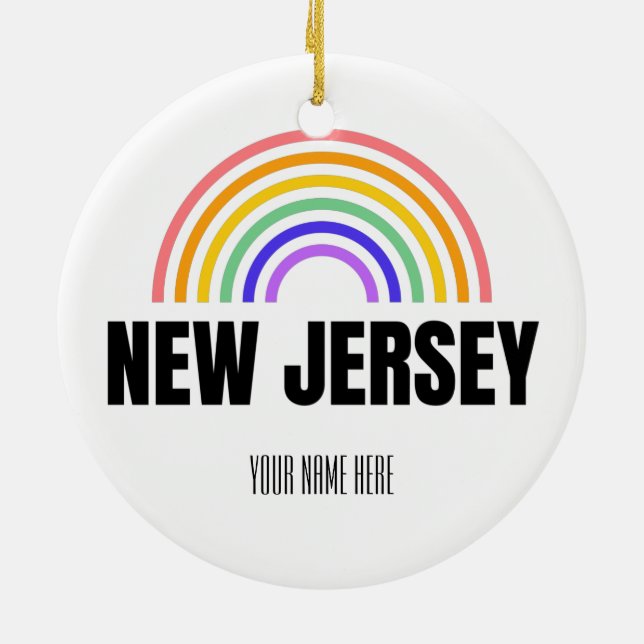 Adorno De Cerámica Nueva Jersey - Arcoiris - Postales - Personalizada (Atrás)