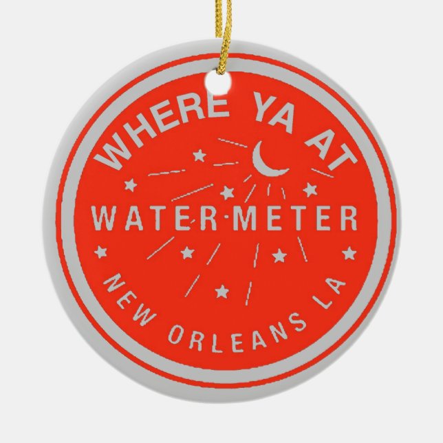 Adorno De Cerámica Nueva Orleans Cubierta roja del medidor de agua (Frente)