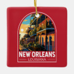 Adorno De Cerámica Nueva Orleans Louisiana Viaje Arte Vintage<br><div class="desc">Diseño de viaje vectorial retro de Nueva Orleans. Llamado "La gran fácil",  es conocido por su vida nocturna de 24 horas,  su vibrante escena musical en vivo y su cocina especiada y singular que refleja su historia como crisol de culturas francesas,  africanas y estadounidenses.</div>